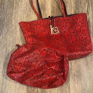 Valerie Stevens red snake tote bag